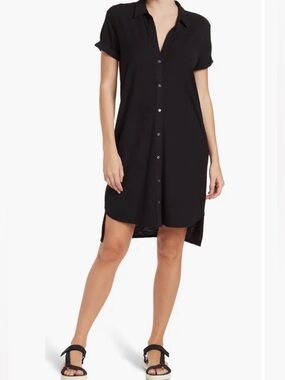 James Perse Short Sleeve High-Low Shirt Dress